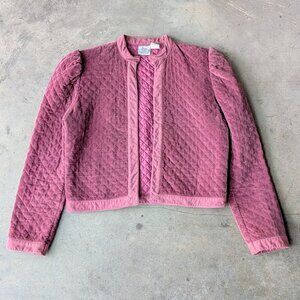 Vintage Self Indulgence Purple Velvet Quilted Puff Shoulder Jacket